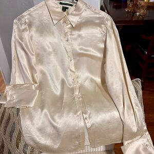 Ralph Lauren silk goldish Cream blouse size 10